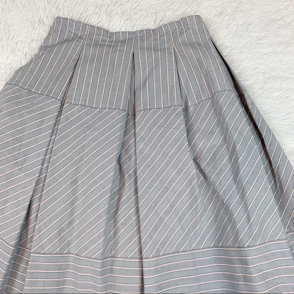 Piazza Sempione New striped pleated knee length Skirt front snap button - Picture 11 of 13